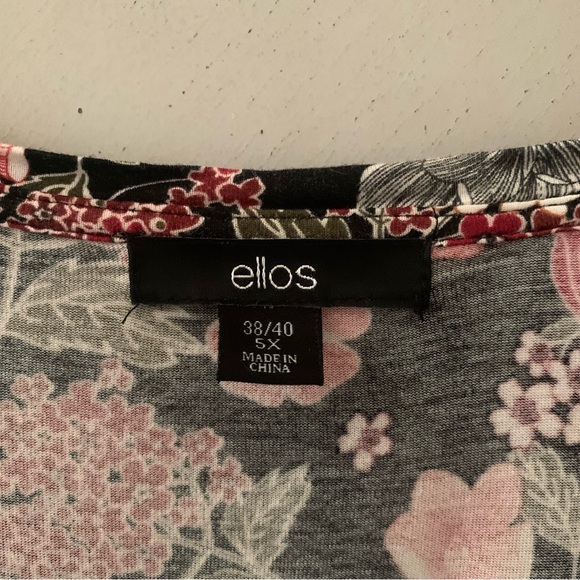 Ellos Floral Black and Pink Poncho Top - Picture 3 of 8